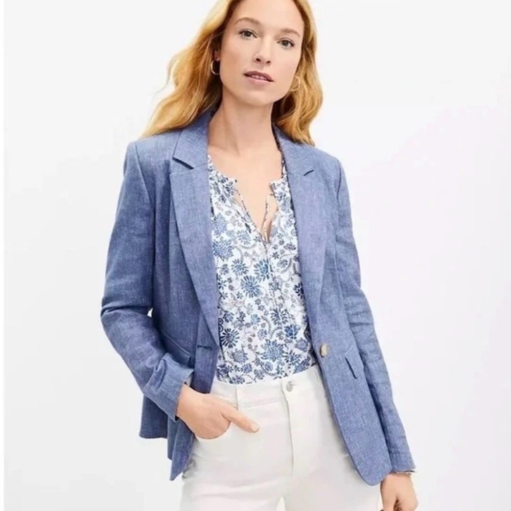LOFT Light Blue Linen Blend Blazer